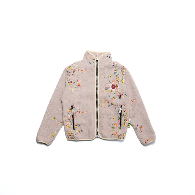 Floral Embroidered Fleece Zip-Up