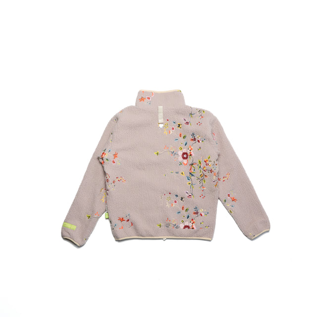 Floral Embroidered Fleece Zip-Up