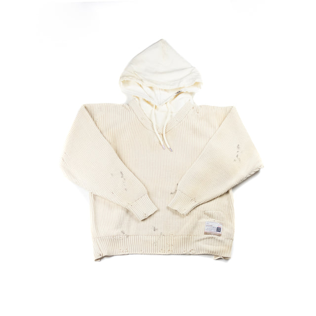 Knit combined Hoodie White