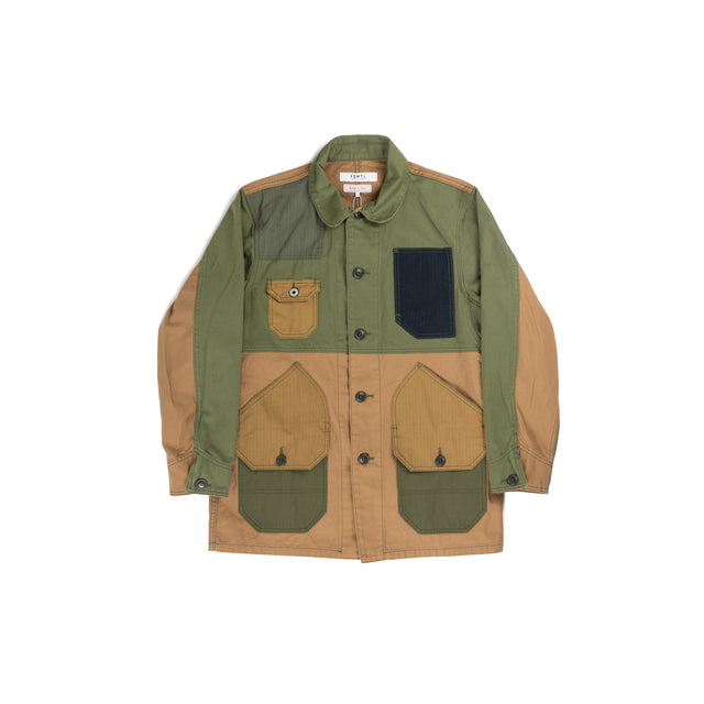 Patchwork Coverall Rinse Khaki