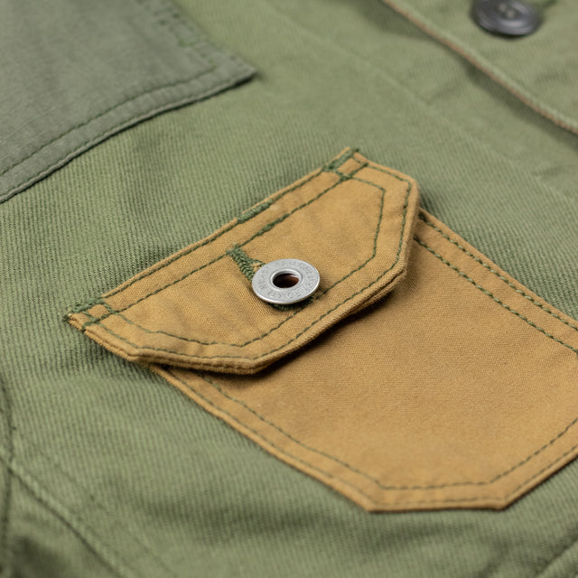 Patchwork Coverall Rinse Khaki